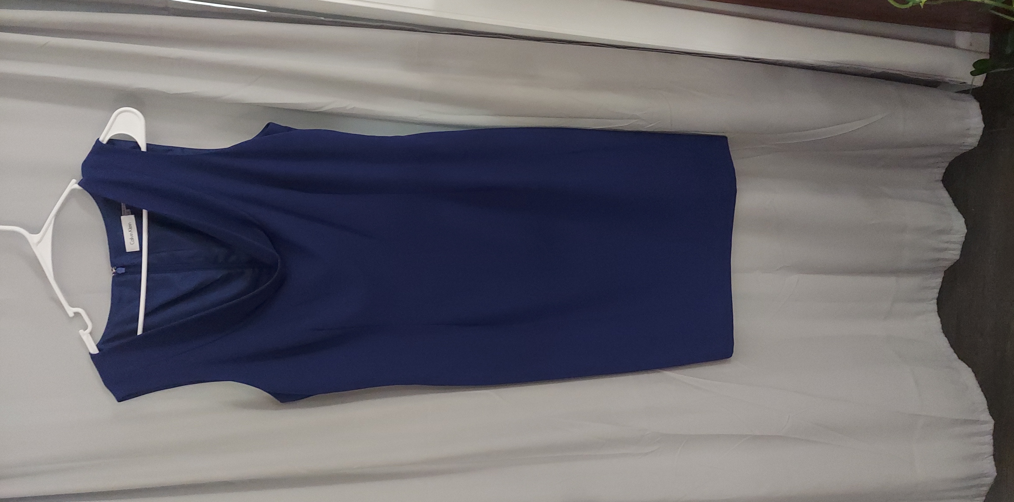 Calvin Klein Navy Cowl Neck Midi Sheath Dress